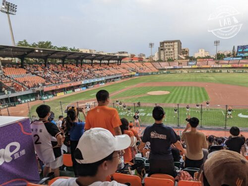 台南市立野球場で応援する観客